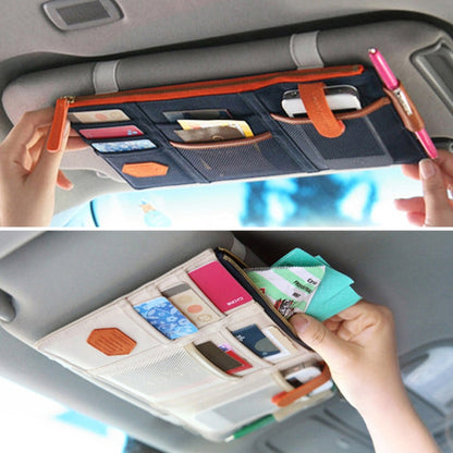 Multi-functional Auto Car Sun Visor Sunglass Holder Card Storage Holder Inner Pouch Bag (Black) - In Car by buy2fix | Online Shopping UK | buy2fix