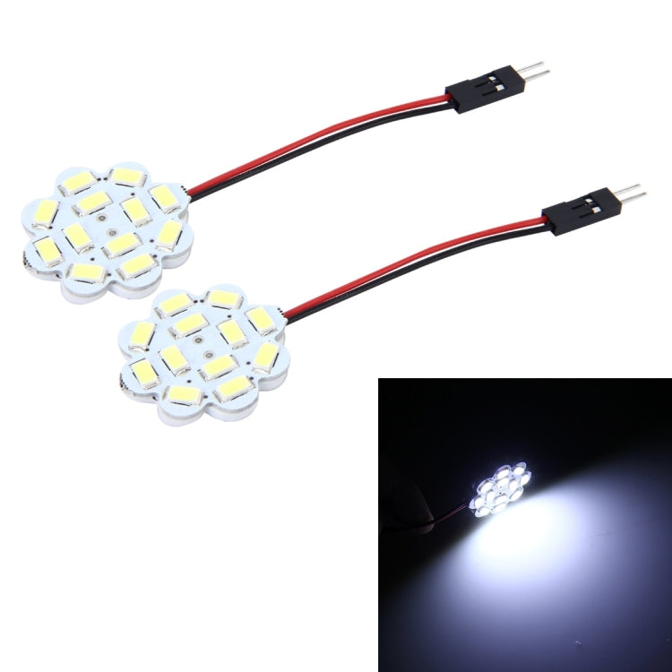 2 PCS 3W 200 LM 6000K Flower Shape Car Auto Interior Doom Reading Light with 12 SMD-5630 LED Lamps Bicuspid and T10 Adapter Cable, DC 12V(White Light) - Dome Lights by buy2fix | Online Shopping UK | buy2fix