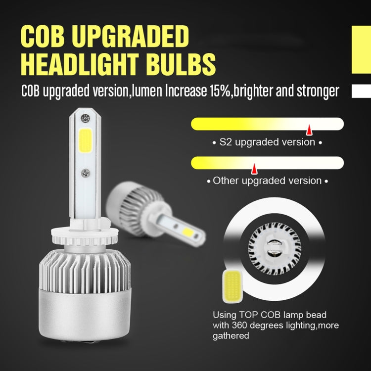 2 PCS S2 880 / 881 / H27 18W 6000K 1800LM IP65 2 COB LED Car Headlight Lamps, DC 9-30V(Cool White) - In Car by buy2fix | Online Shopping UK | buy2fix