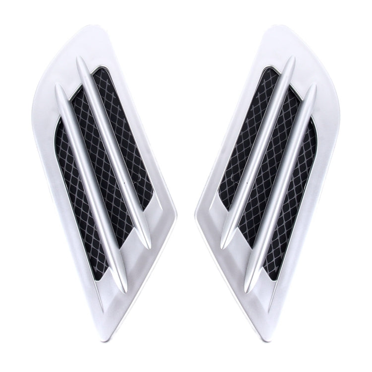 2 PCS Euro Style Plastic Decorative Air Flow Intake Turbo Bonnet Hood Side Vent Grille Cover With Self-adhesive Sticker(Silver) - In Car by buy2fix | Online Shopping UK | buy2fix