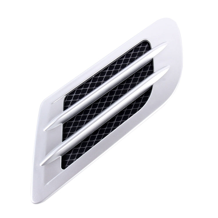 2 PCS Euro Style Plastic Decorative Air Flow Intake Turbo Bonnet Hood Side Vent Grille Cover With Self-adhesive Sticker(Silver) - In Car by buy2fix | Online Shopping UK | buy2fix