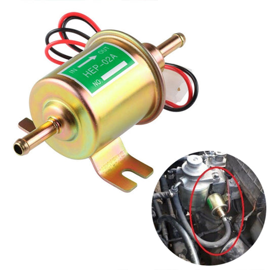 HEP-02A Universal Car 24V Fuel Pump Inline Low Pressure Electric Fuel Pump (Gold) - In Car by buy2fix | Online Shopping UK | buy2fix