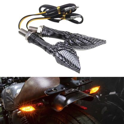 2pcs KC022 Motorcycle 12LEDs Turn Signal Light (Carbon Fiber Black) - In Car by buy2fix | Online Shopping UK | buy2fix