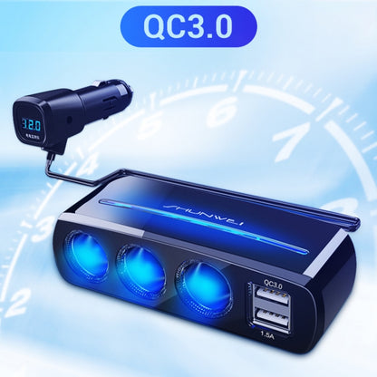 SHUNWEI SD-1939D 120W QC3.0 Car 3 in 1 Dual USB Charger Cigarette Lighter -  by SHUNWEI | Online Shopping UK | buy2fix