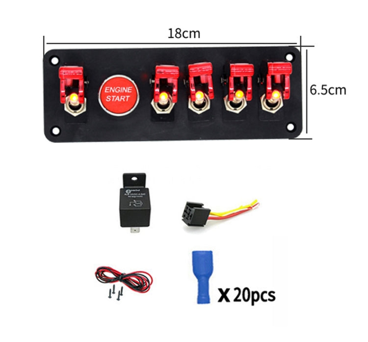 12V Universal Car One-key Start Button Modified Racing LED Light Rocker Switch Panel(Carbon Fiber Black) - In Car by buy2fix | Online Shopping UK | buy2fix