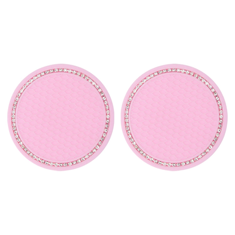 2 PCS Car Diamond Anti-skid Soft Rubber Water Cup Mat(Pink) - In Car by buy2fix | Online Shopping UK | buy2fix