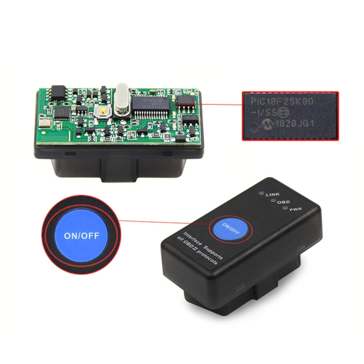 Mini Bluetooth 4.0 ELM327 OBD Car Fault Diagnostic Scanner with Power Switch - In Car by buy2fix | Online Shopping UK | buy2fix