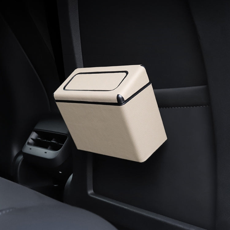 Car Plastic Trash Can Large Capacity Interior Accessories Box (Beige) - In Car by buy2fix | Online Shopping UK | buy2fix