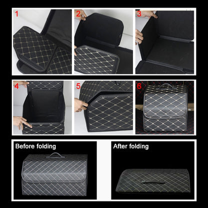 Car Trunk Foldable Storage Box, Checkered Small Size: 33 x 32 x 30cm(Beige) - In Car by buy2fix | Online Shopping UK | buy2fix