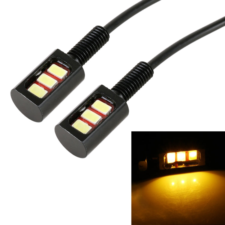 1 Pair DC12V 0.4W 3LEDs SMD-5630 Car / Motorcycle License Plate Light, Cable Length: 27cm (Yellow Light) - In Car by buy2fix | Online Shopping UK | buy2fix