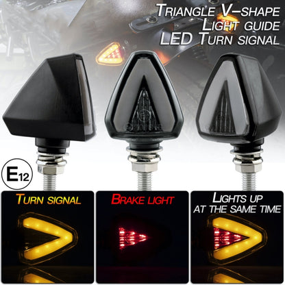 2 PCS KC018A Motorcycle Triangular V-shaped Two-color LED Brake Turn Signal Light - In Car by buy2fix | Online Shopping UK | buy2fix