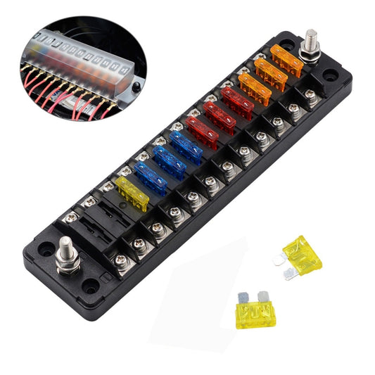 ZH-978A2 FB1902 1 In 12 Out 12 Ways Independent Positive Negative Fuse Box with 24 Fuses for Auto Car Truck Boat - In Car by buy2fix | Online Shopping UK | buy2fix