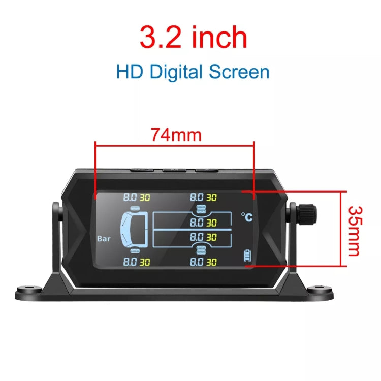 15Bar Solar Wireless Tire Pressure Monitoring System TPMS 6 External Sensors for 6-wheel Truck Bus - In Car by buy2fix | Online Shopping UK | buy2fix