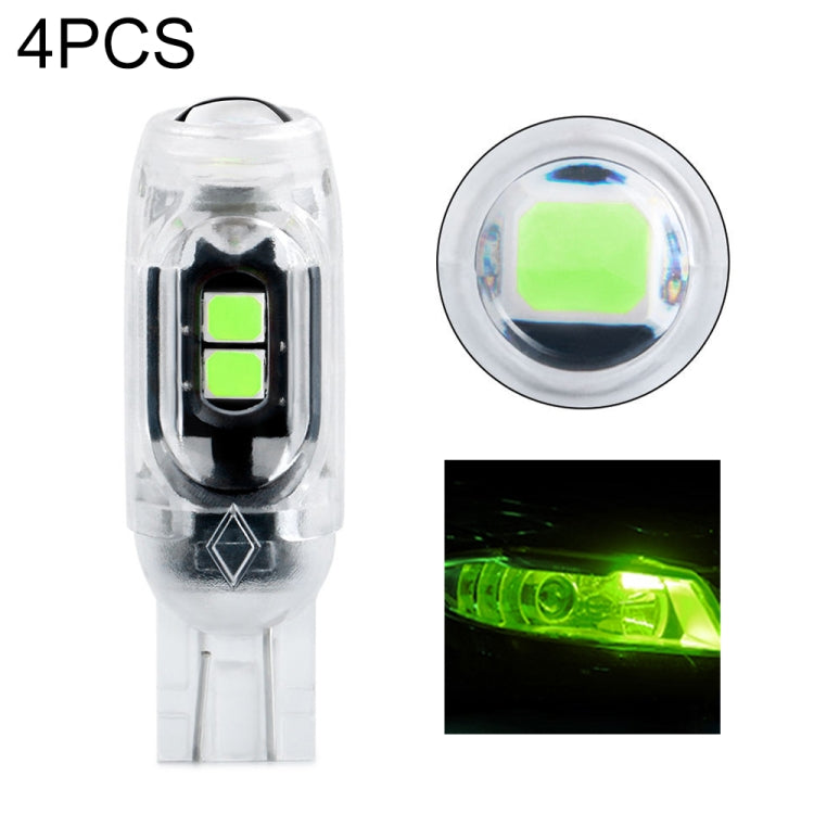 4pcs T10 DC12V /  0.84W / 0.07A / 150LM Car Clearance Light 5LEDs SMD-3030 Lamp Beads with lens (Green Light) - In Car by buy2fix | Online Shopping UK | buy2fix