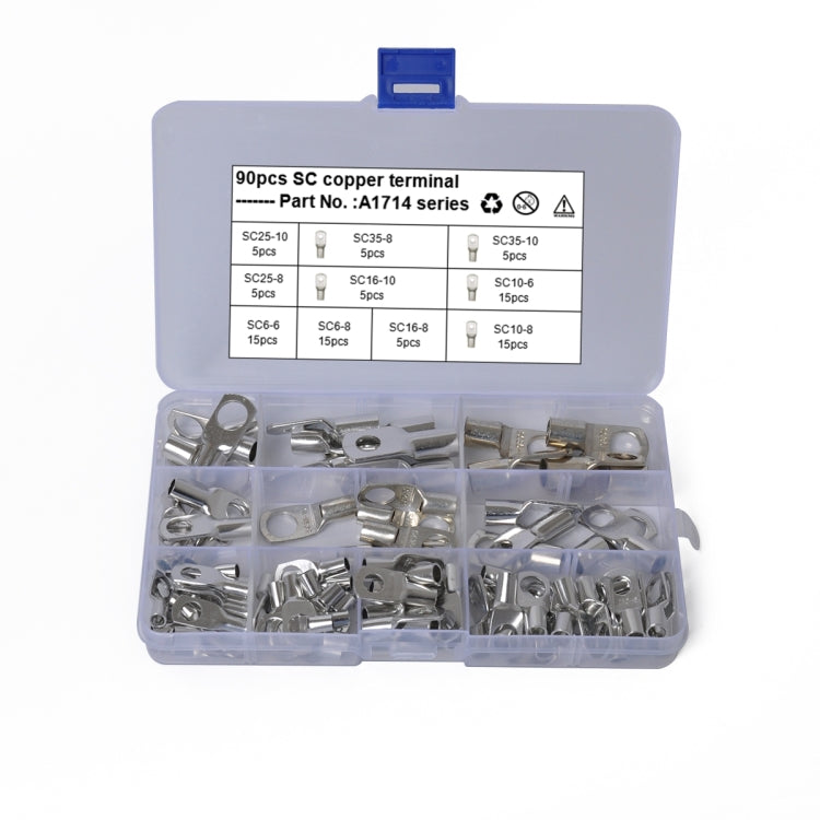 90 in 1 Boat / Car Bolt Hole Tinned Copper Terminals Set Wire Terminals Connector Cable Lugs SC Terminals - In Car by buy2fix | Online Shopping UK | buy2fix