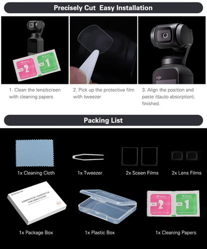 Sunnylife 4 PCS Lens Film Screen Fiberglass Film for DJI OSMO Pocket Gimbal - DJI & GoPro Accessories by buy2fix | Online Shopping UK | buy2fix