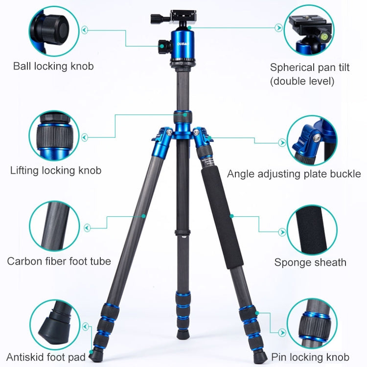 TRIOPO Oubao C-608S Adjustable Portable Carbon Fiber Tripod with Ball Head for SLR Camera - Camera Accessories by TRIOPO | Online Shopping UK | buy2fix