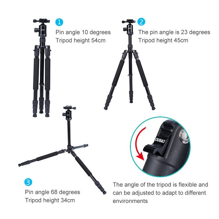 TRIOPO Oubao A-608S  Adjustable Portable  Aluminum Alloy Tripod with Ball Head for SLR Camera - Tripods by TRIOPO | Online Shopping UK | buy2fix