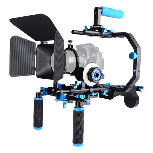 YELANGU D206 C-Type Handle Camera Shoulder Rigs Mount Kit with Matte Box & Follow Focus(Blue) - Camera Accessories by YELANGU | Online Shopping UK | buy2fix