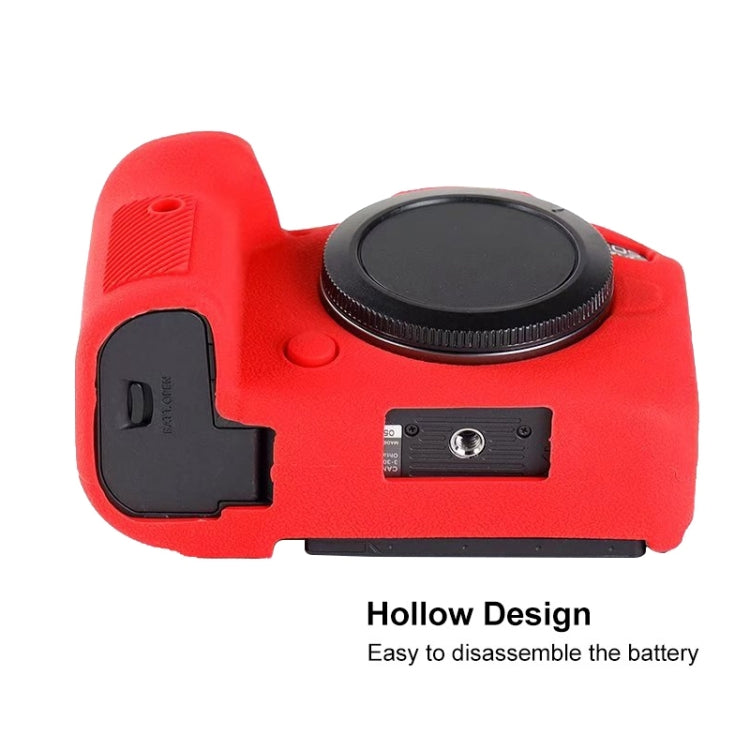 Litchi Texure Soft Silicone Case for Canon EOS R6 (Red) - Camera Accessories by buy2fix | Online Shopping UK | buy2fix