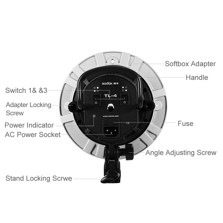 Godox TL-4 4 in 1 E27 Socket Tricolor Bulb Light Lamp Head Mount(EU Plug) -  by Godox | Online Shopping UK | buy2fix