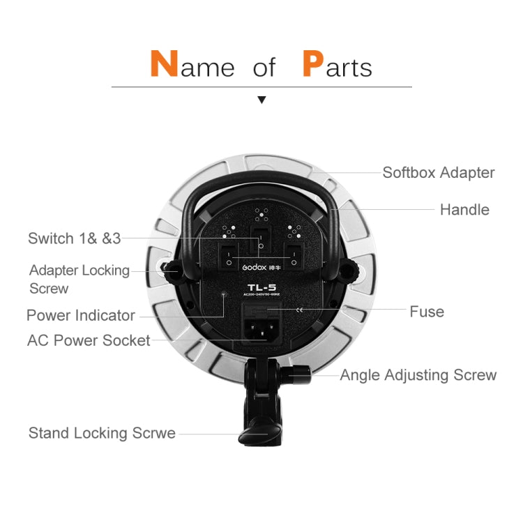 Godox TL-5 5 in 1 E27 Socket Tricolor Bulb Light Lamp Head Mount(UK Plug) -  by Godox | Online Shopping UK | buy2fix