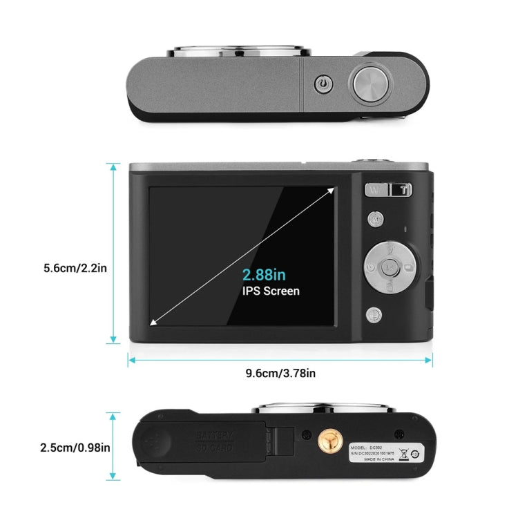 DC302 2.88 inch 44MP 16X Zoom 2.7K Full HD Digital Camera Children Card Camera, EU Plug (Silver) - Consumer Electronics by buy2fix | Online Shopping UK | buy2fix
