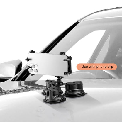 Single Suction Cup Mount Phone Holder with Tripod Adapter & Steel Tether & Safety Buckle (Black) - In Car by buy2fix | Online Shopping UK | buy2fix