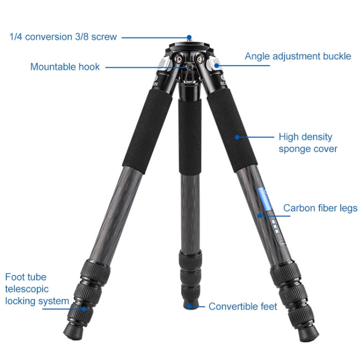 BEXIN RC294 Portable Collapsible Carbon Fiber Camera Tripod - Tripods by BEXIN | Online Shopping UK | buy2fix