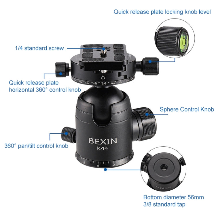 BEXIN RC294 Portable Collapsible Carbon Fiber Camera Tripod - Tripods by BEXIN | Online Shopping UK | buy2fix