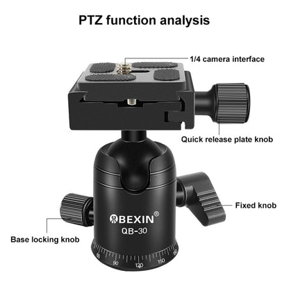 BEIXIN QB-30  360 Degree Rotation Panorama Metal Ball Head with Quick Release Plate - Camera Accessories by BEXIN | Online Shopping UK | buy2fix