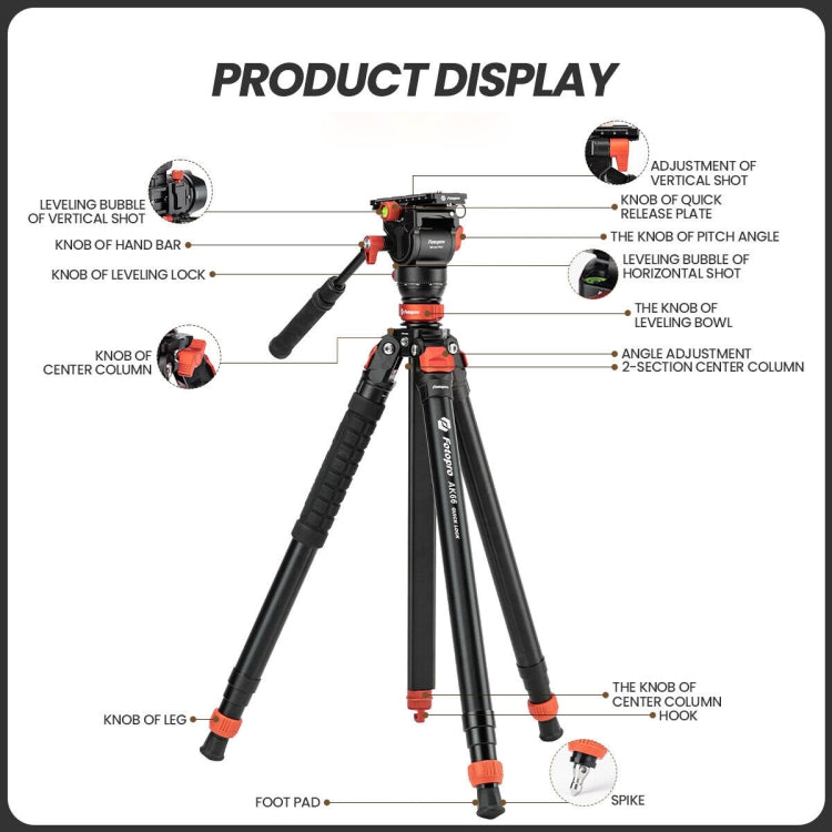 Fotopro AK66 Heavy Duty Fluid Head Tripod Automatic Quick Lock Tripod - Tripods by Fotopro | Online Shopping UK | buy2fix