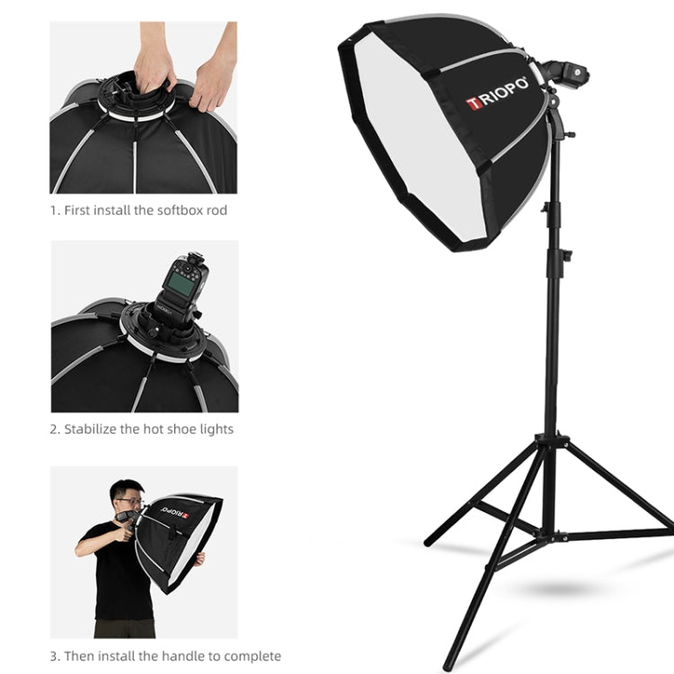 TRIOPO KS90 90cm Dome Speedlite Flash Octagon Parabolic Softbox Diffuser with Bracket Mount Handle for Speedlite -  by TRIOPO | Online Shopping UK | buy2fix