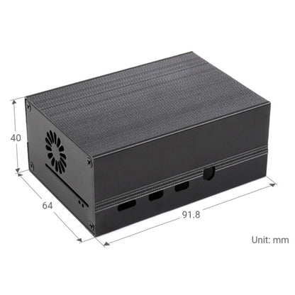 Waveshare Stripe Aluminum Cooling Case for Raspberry Pi 4, Built-In Active Radiator with Fins(Black) - Other Accessories by WAVESHARE | Online Shopping UK | buy2fix