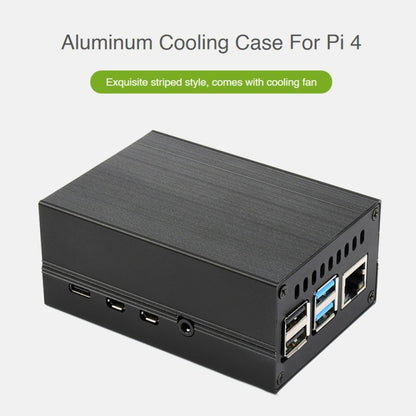 Waveshare Stripe Aluminum Cooling Case for Raspberry Pi 4, Built-In Active Radiator with Fins(Black) - Other Accessories by WAVESHARE | Online Shopping UK | buy2fix