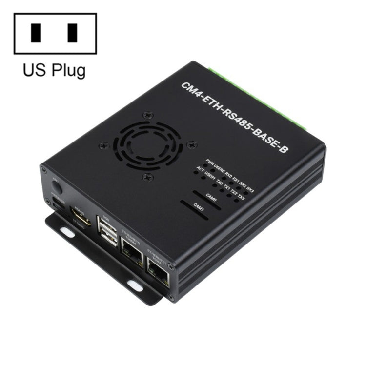 Waveshare Dual ETH Mini-Computer for Raspberry Pi CM4, Gigabit Ethernet, 4CH Isolated RS485(US Plug) - Consumer Electronics by WAVESHARE | Online Shopping UK | buy2fix