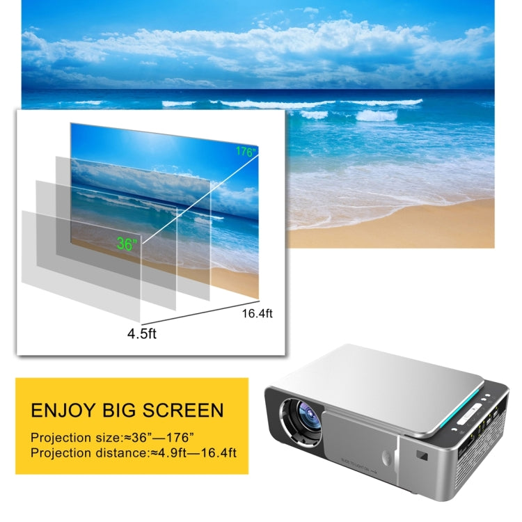 T6 3500ANSI Lumens 1080P LCD Mini Theater Projector, Standard Version, EU Plug (Silver) - Consumer Electronics by buy2fix | Online Shopping UK | buy2fix