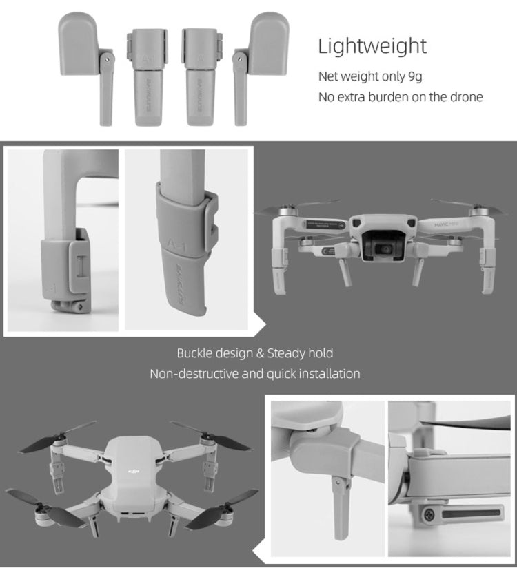 Sunnylife MM-LG541 Foldable Heightened Landing Gears for DJI Mavic mini (Grey) - DJI & GoPro Accessories by Sunnylife | Online Shopping UK | buy2fix