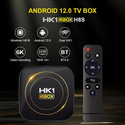 HK1 RBOX-H8S 4K Ultra HD Android 12.0 Smart TV Box with Remote Control, Allwinner H618 Quad-Core, 2GB+16GB(UK Plug) - Others by buy2fix | Online Shopping UK | buy2fix