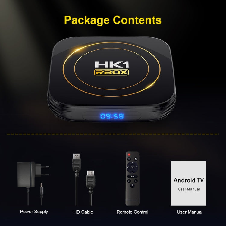 HK1 RBOX-H8S 4K Ultra HD Android 12.0 Smart TV Box with Remote Control, Allwinner H618 Quad-Core, 4GB+32GB(UK Plug) - Amlogic S905 by buy2fix | Online Shopping UK | buy2fix