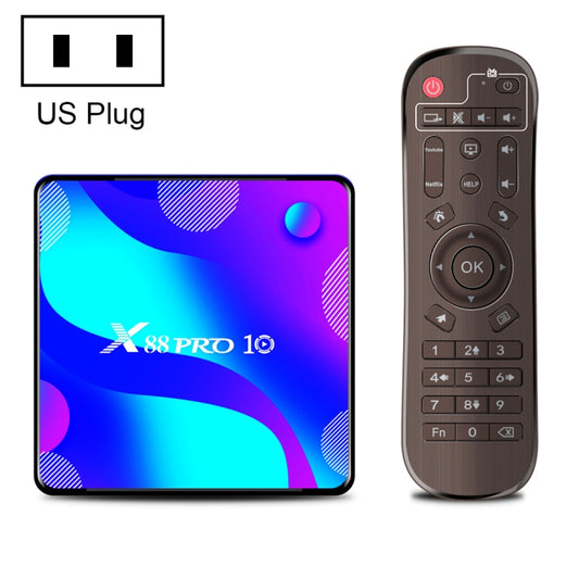 X88 Pro 10 4K Ultra HD Android TV Box with Remote Controller, Android 10.0, RK3318 Quad-Core 64bit Cortex-A53, 2GB+16GB, Support Bluetooth / Dual-Band WiFi / TF Card / USB / AV / Ethernet(US Plug) - Consumer Electronics by buy2fix | Online Shopping UK | buy2fix