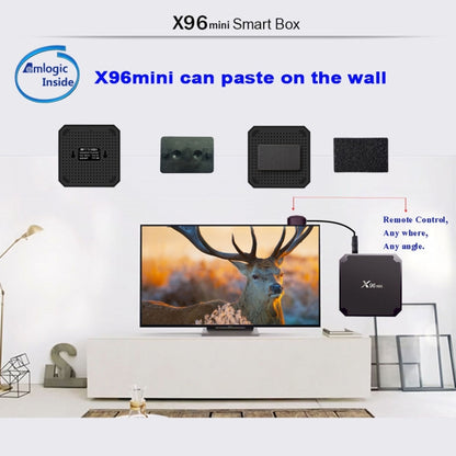 X96 mini 4K*2K UHD Output Smart TV BOX Player with Remote Controller without Wall Mount, Android 7.1.2 Amlogic S905W Quad Core ARM Cortex A53 2GHz, RAM: 2GB, ROM: 16GB, Supports WiFi, HDMI, TF(Black) - Consumer Electronics by buy2fix | Online Shopping UK | buy2fix