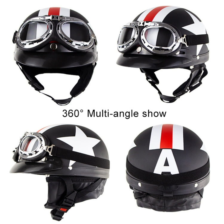 Soman Electromobile Motorcycle Half Face Helmet Retro Harley Helmet with Goggles(Matte Black) - Helmets by SOMAN | Online Shopping UK | buy2fix