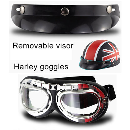 Soman Electromobile Motorcycle Half Face Helmet Retro Harley Helmet with Goggles(Matte Black) - Helmets by SOMAN | Online Shopping UK | buy2fix