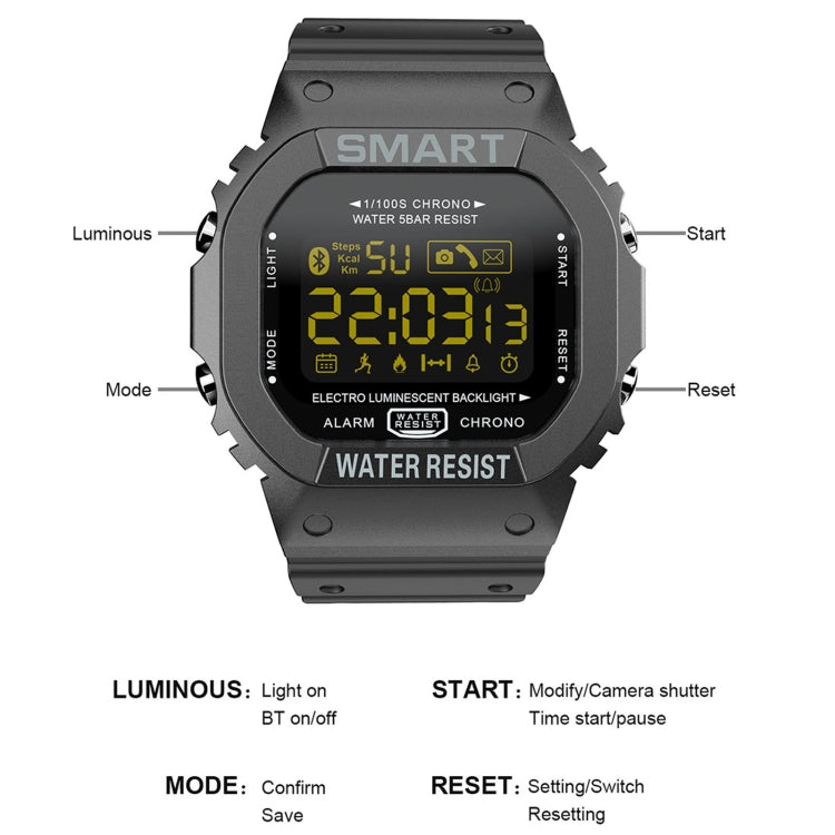 Lokmat MK22 1.21 inch FSTN LCD Screen 50m Waterproof Smart Watch, Support Information Reminder / Remote Camera / Sport Record(Black) - Smart Watches by Lokmat | Online Shopping UK | buy2fix