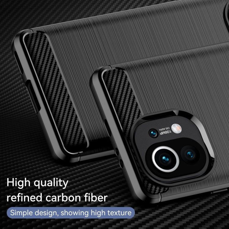 For Xiaomi Mi 11 Brushed Texture Carbon Fiber TPU Case(Black) - Mi 11 Cases by buy2fix | Online Shopping UK | buy2fix