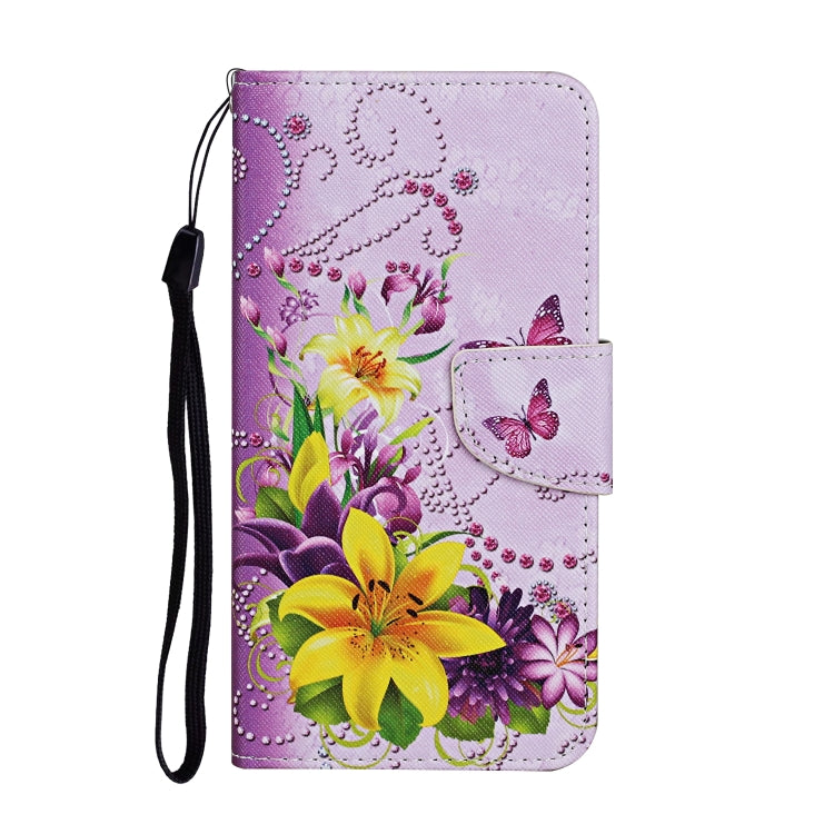 For Samsung Galaxy A12 Colored Drawing Pattern Horizontal Flip Leather Case with Holder & Card Slots & Wallet & Lanyard(Yellow Flower Butterfly) - Samsung Accessories by buy2fix | Online Shopping UK | buy2fix