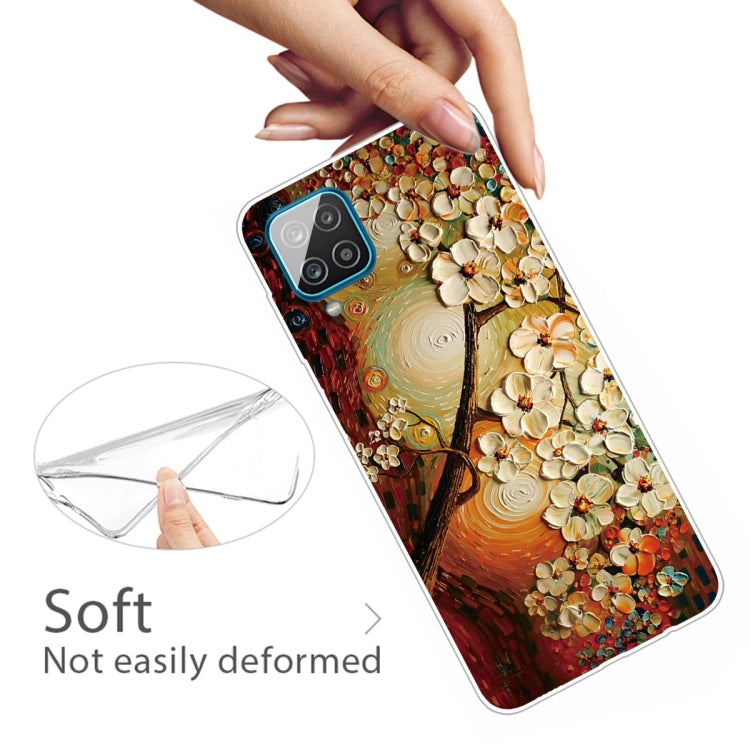 For Samsung Galaxy A12 Shockproof Painted Transparent TPU Protective Case(Oil Painting Magnolia) - Samsung Accessories by buy2fix | Online Shopping UK | buy2fix