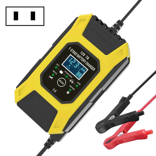 FOXSUR Car / Motorcycle Repair Charger 12V 7A 7-stage + Multi-battery Mode Lead-acid Battery Charger, Plug Type:JP Plug(Yellow) - In Car by FOXSUR | Online Shopping UK | buy2fix