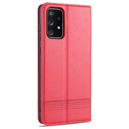 For Samsung Galaxy A52 5G / 4G AZNS Magnetic Calf Texture Horizontal Flip Leather Case with Card Slots & Holder & Wallet(Red) - Galaxy Phone Cases by AZNS | Online Shopping UK | buy2fix